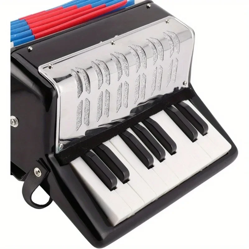 17-Key Piano Accordion-Beginner-Friendly Musical Instrument with 8 Bass,Hand Keyboard, Rhythm Training, Spring Instrument