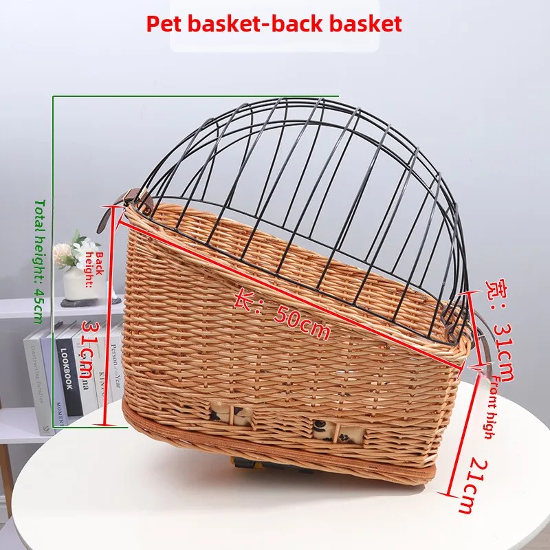 Cat Dog Bicycle Front Handlebars Basket Pets Seat Wicker Woven Bike Basket Small Pet Carrier Cycling Accessories Shopping Basket