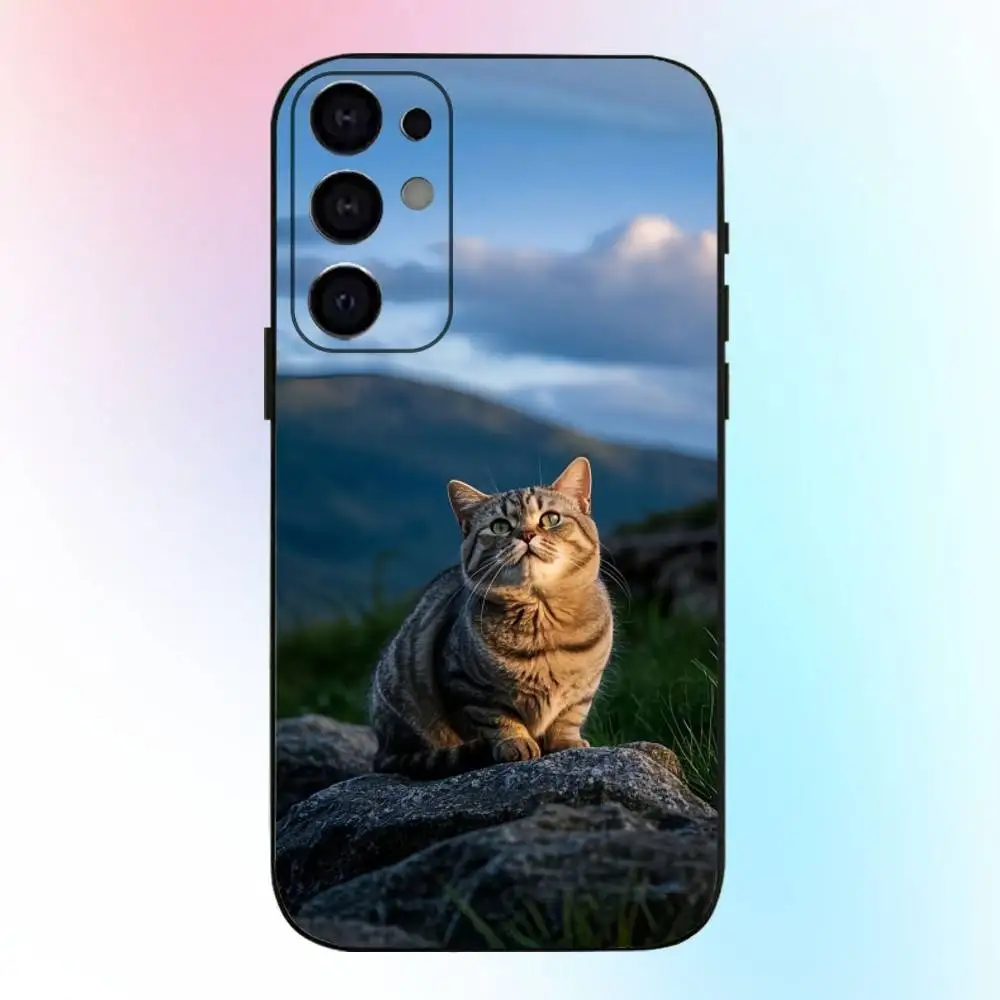 Etui na telefon z kotem tabby, urocze łapki, do Samsunga S25, S24, S21, S22, S23, S30, Ultra, S20, Plus, Fe, Lite, Note, 10, 9, 5G, czarne etui