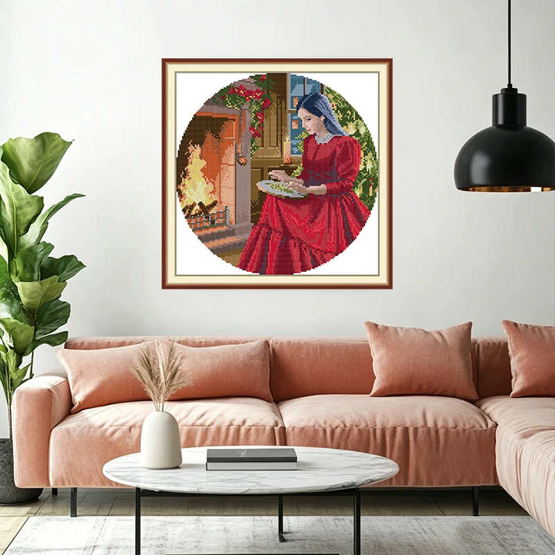 

Joy Sunday Cross Stitch Kit with A Gift The Embroidered Beauty Printed Counted Aida 16/14/11CT Art Crafts DIY Embroidery Kit