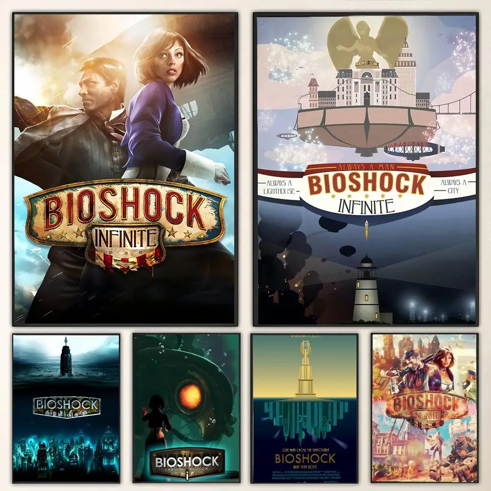 Game B-BioShock I-Infinite Painting Calligraphy Canvas Poster Wall Art for Living Room Bedroom Cafe Decor Gift