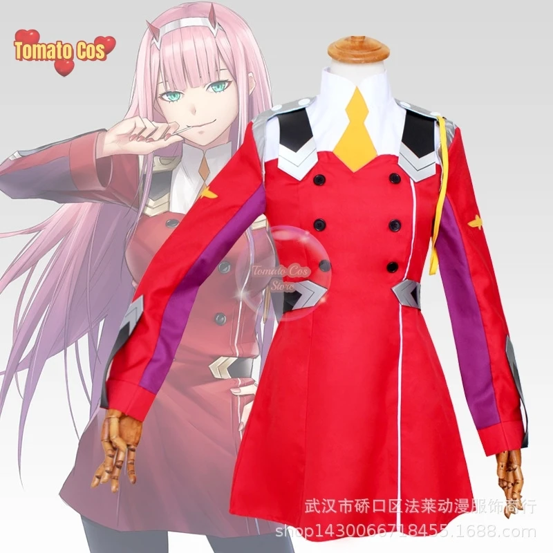 Game DARLING DARLING In The FRANXX Zero Two Cosplay Costume Dress 02 Cosplay Costume Women Cosplay Sexy Dress Headband Wig Shoes