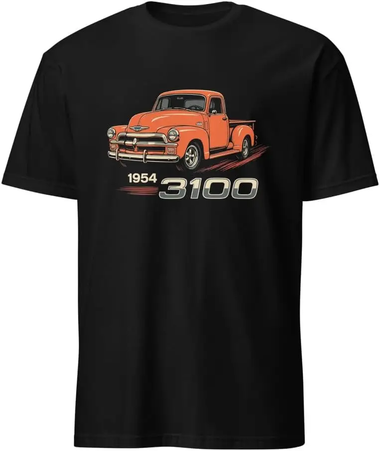 1954 3100 Pickup Graphic Tee Classic Orange Chevy Truck Shirt 100% Cotton Trendy Y2K Short-Sleeve Tee-Soft, Quick-Drying,