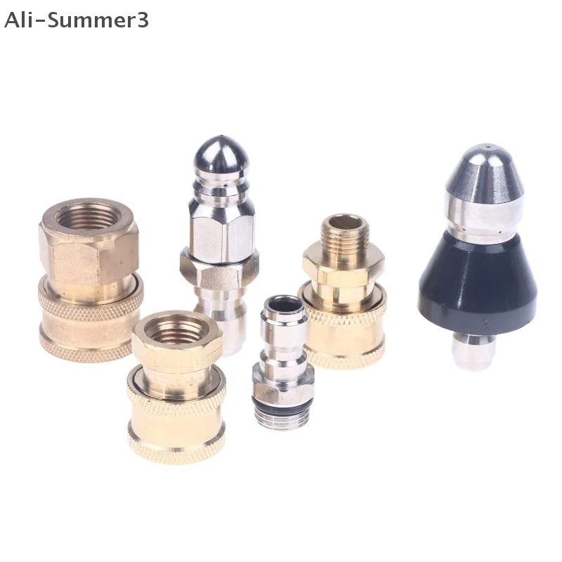 فوهة نفاثة المجاري الصغيرة مع مجموعة أطراف فوهة تنظيف الصرف السريع 1/4 بوصة لخرطوم نفاث الصرف