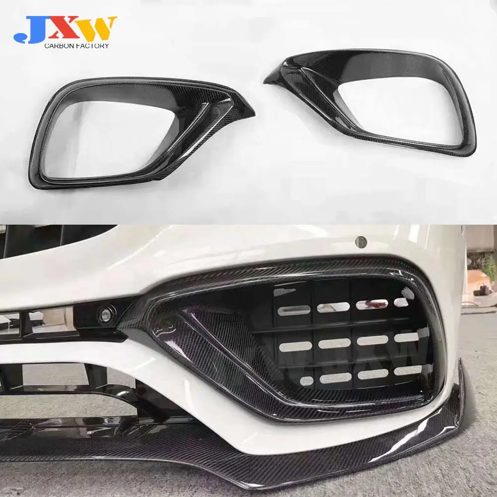 Carbon Fiber Front Bumper Air Vent Outlet Cover Trim For Benz E Class W213 E200 E63 AMG 2017-2019 Changed Bumper FRP Car Styling