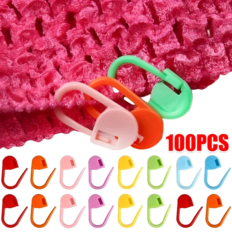 50/100Pcs spille di sicurezza in plastica colorata pennarelli per maglieria Clip per uncinetto Clip di bloccaggio per maglia accessori per