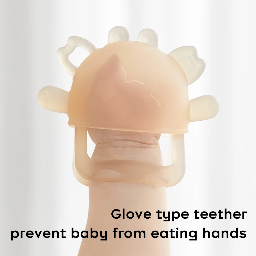 Bc Babycare Soft Silicone Baby Teether Gloves Pacifier Dental Care Gums Anti-eating Hand ​Molar Stick Baby Accessories Toys