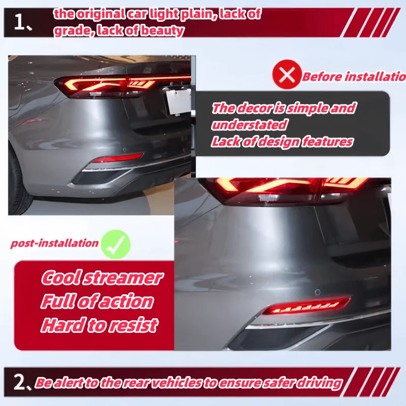 Applicable to 22-23 for Geely Emgrand rear bumper light Proton S70 modified LED pilot light brake light turn signal upgrade