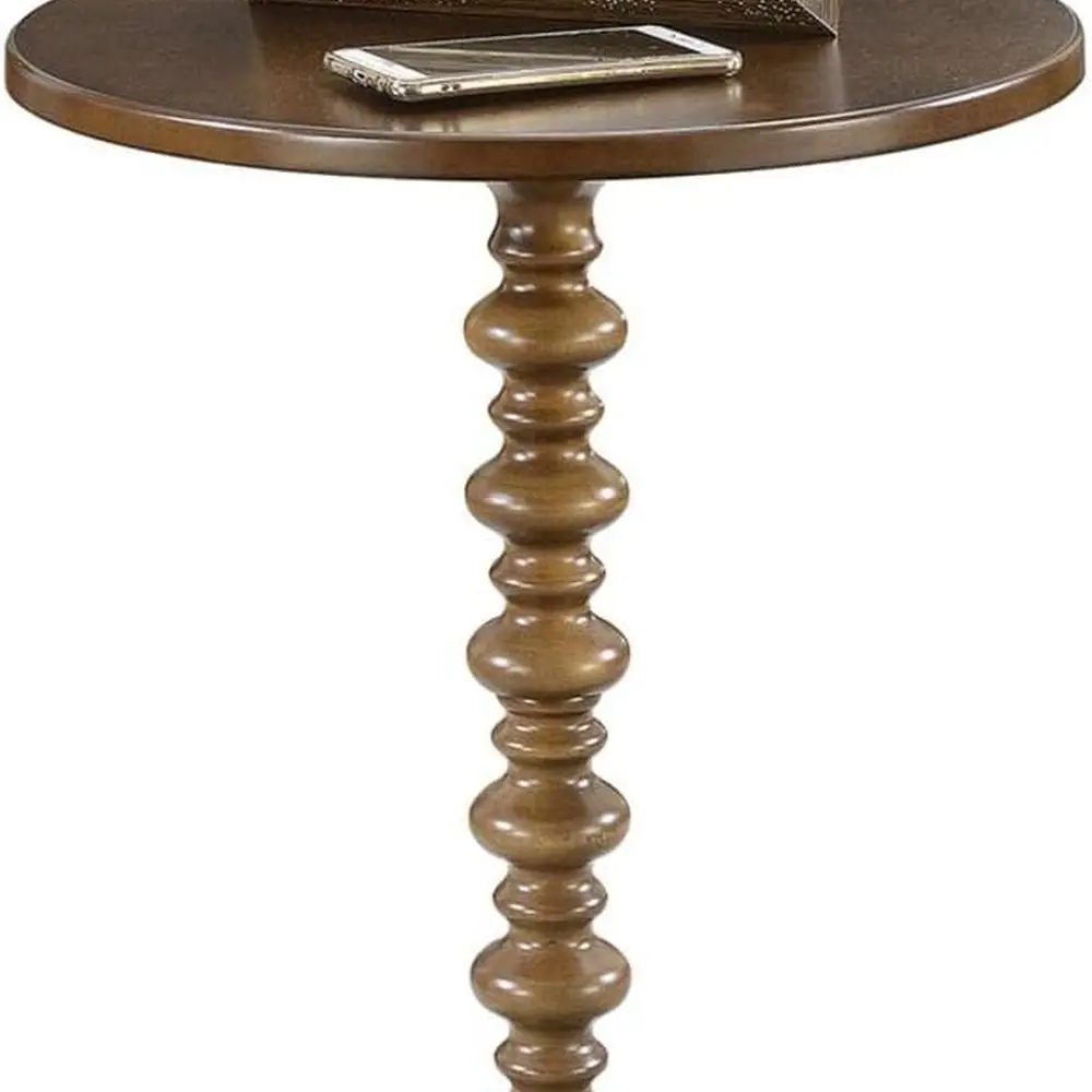 Стол со шпинделем Palm Beach 17,75 дюйма — традиционный круглый торцевой столик для гостиной, точечный приставной столик из массива дерева, классический дисплей Ped