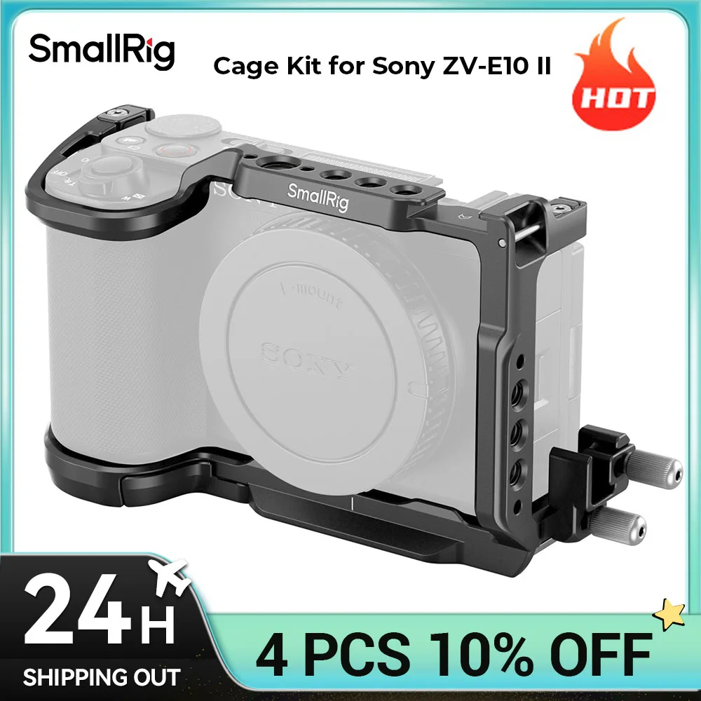 

SmallRig Cage Kit for Sony ZV-E10 II with Arca-Swiss Quick Release Plate for DJI RS 2 / RSC 2 / RS 3 / RS 3 Pro, Tripod 4867