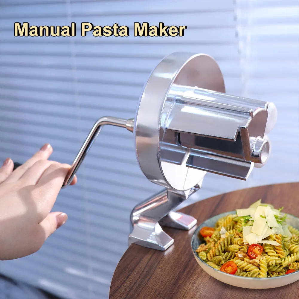 Hand Crank Manual Pasta Maker Ergonomic Hand Press Macaroni Maker Labor-saving Aluminum Alloy Fettuccine Machine Dessert