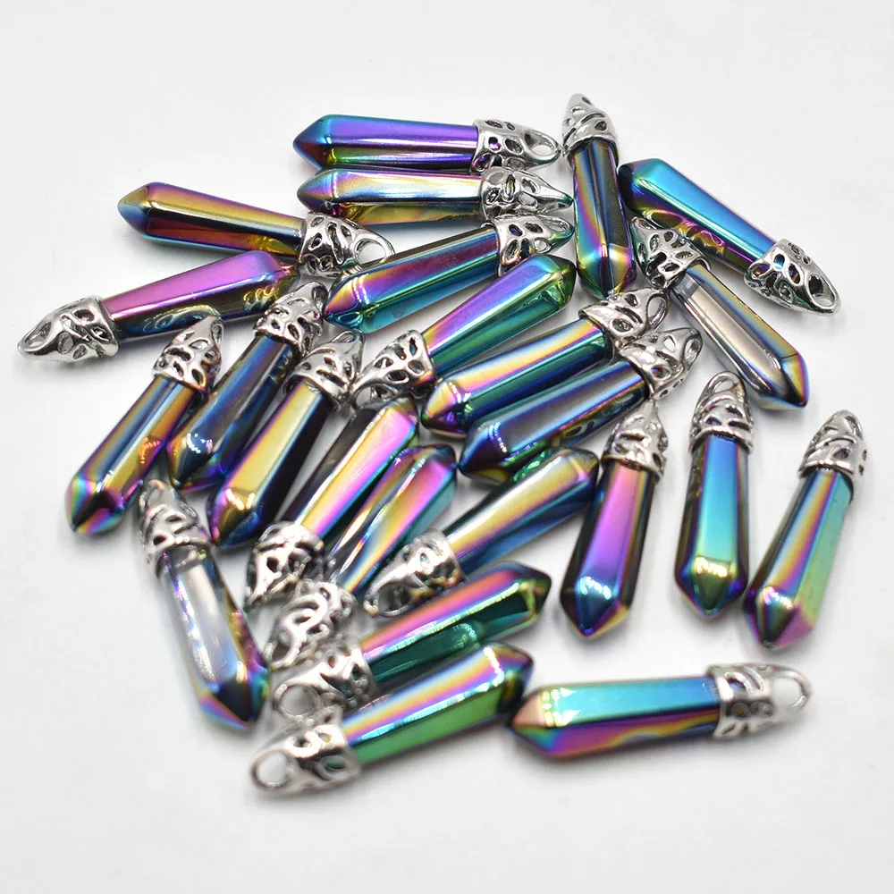 

Fashion good quality natural stone pillar charms pendants 10x32mm for jewelry making 24pcs/lot wholesale free shipping