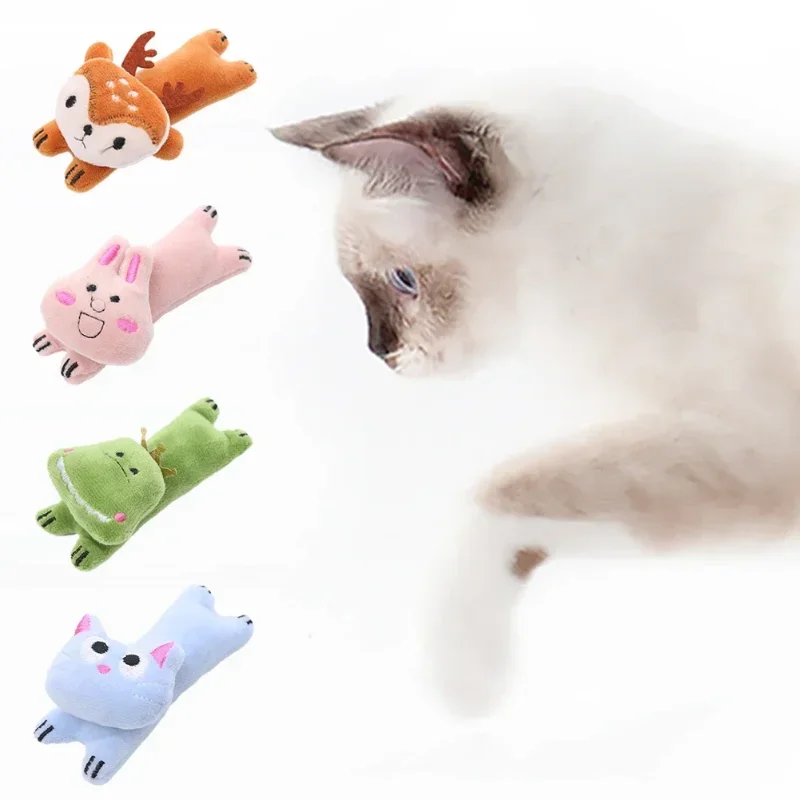 Cute Animal Shape Cat Toys Funny Interactive Plush Cat Toy Mini Teeth Grinding Catnip Toys Kitten Chewing Toy Pets Accessories