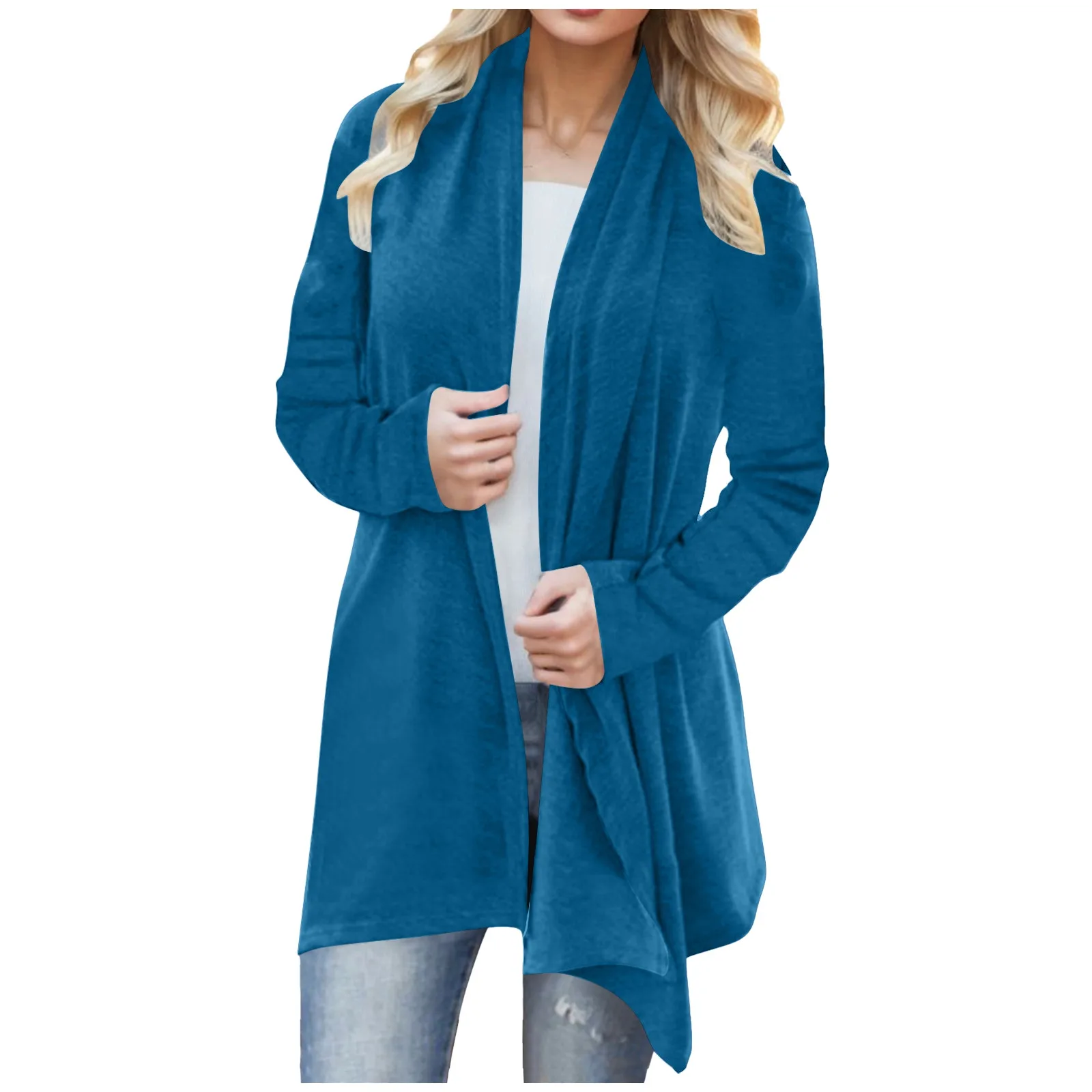 

Ladies Fashion Cardigan Women's Hugh Solid Colour Idle Cardigan Jacket Long Sleeve Tops Cardigan Women's Cardigan Shirt Jacket