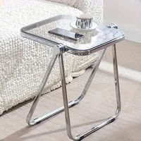 1pc Acrylic thickened transparent folding table ins simple home bedroom balcony portable table small coffee table