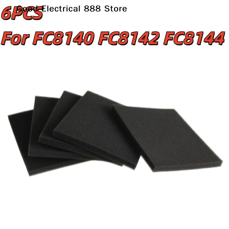 6Pcs High Density 132x112x10mm Sponge Cotton Replacement Filters For FC8140 FC8142 FC8144 FC8148 Vacuum Cleaner Household Clean