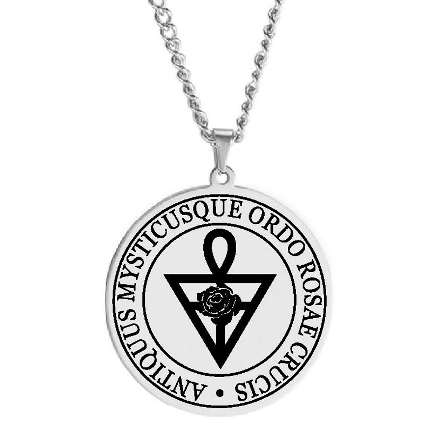 HLSS494 Ordem Rosacruz AMORC Ordo Rosae Crucis Antiquus Mysticusque Amulet Talisman Laser Cut Stainless Steel Pendant Necklace