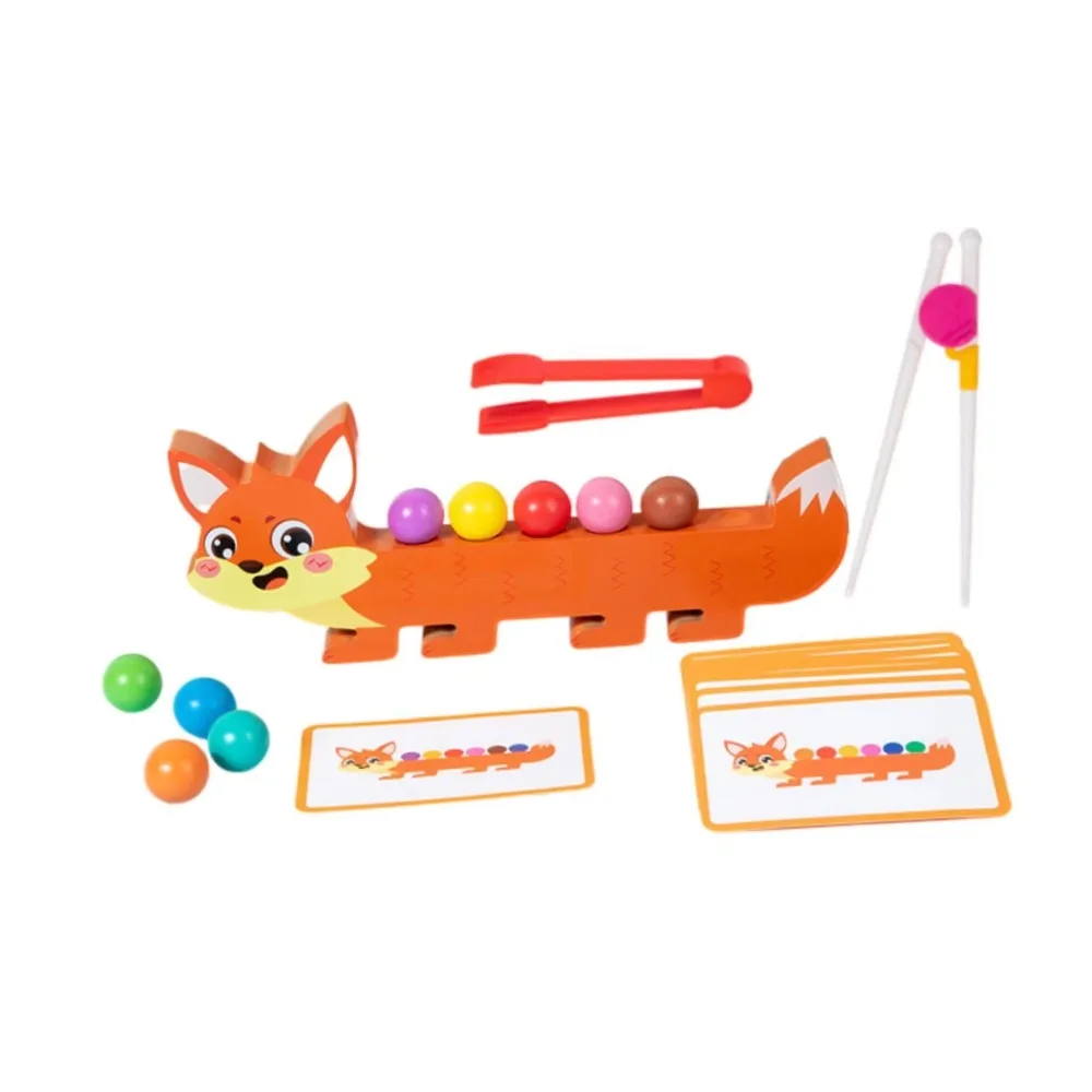 Wooden Clip Beads Toys Caterpillar Educational Color Sorting Montessori Toy Portable Cartoon Clip Bead Matching Game