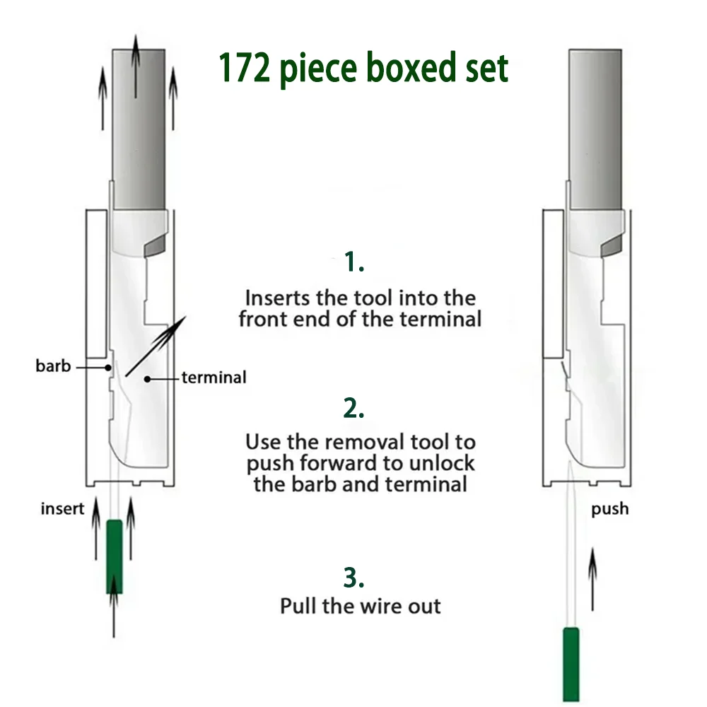 172 pieces of car terminal dismantling tool kit, pin terminal dismantling puller, repair tool, wire crimping connector with box