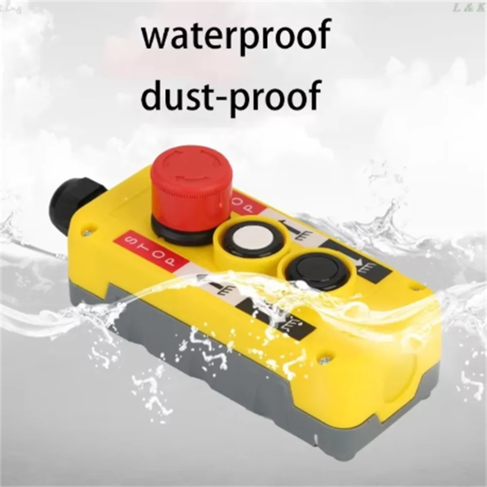 COB-T1 Waterproof Hoist Crane Pendant, Push Button Control Station Up Down, Emergency Stop, Lift Control Switch Box