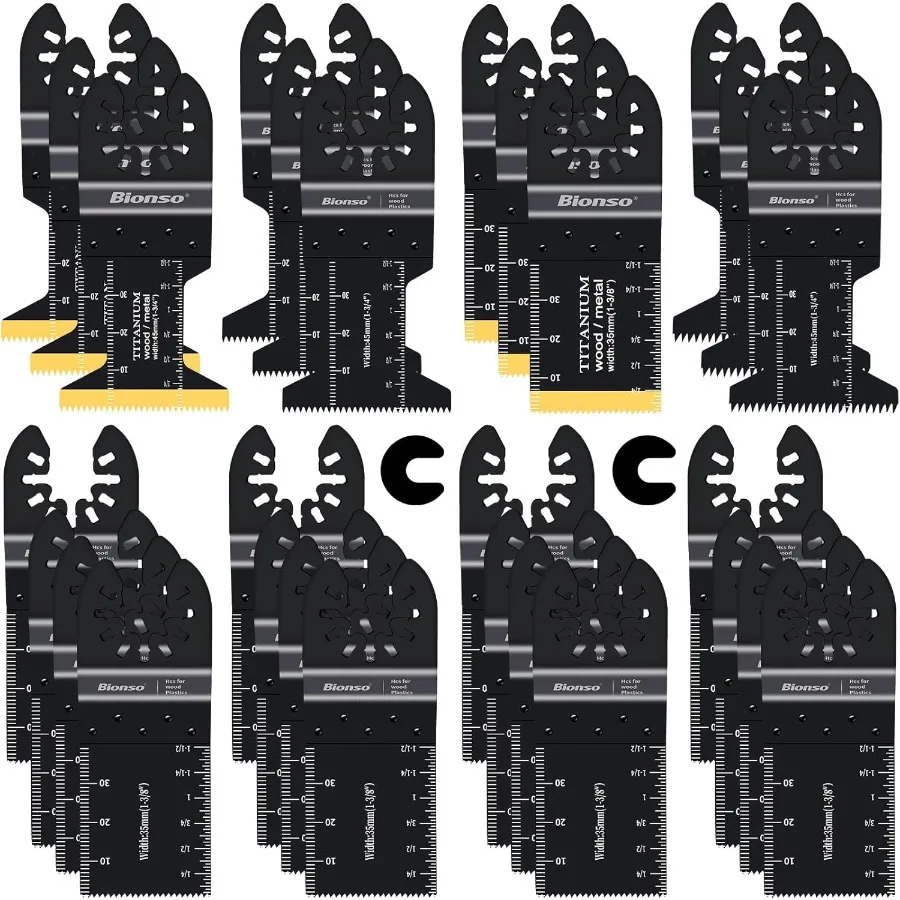 

28PCS Oscillating Saw Blades Professional Universal Titanium Multitool Blades for Wood Plastics Metal Quick Release Multi Tool