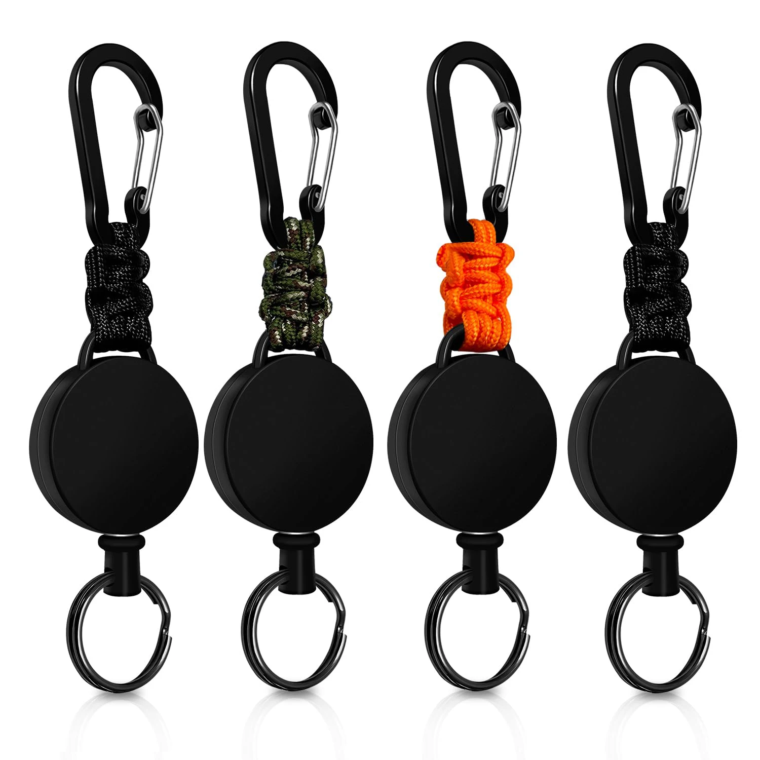 

Выдвижной брелок для ключей, 4 шт., сверхпрочный карабин, держатель для бейджа, держатель для катушки, выдвижной брелок для ключей, держатель для ключей со сталью 23,6 дюйма