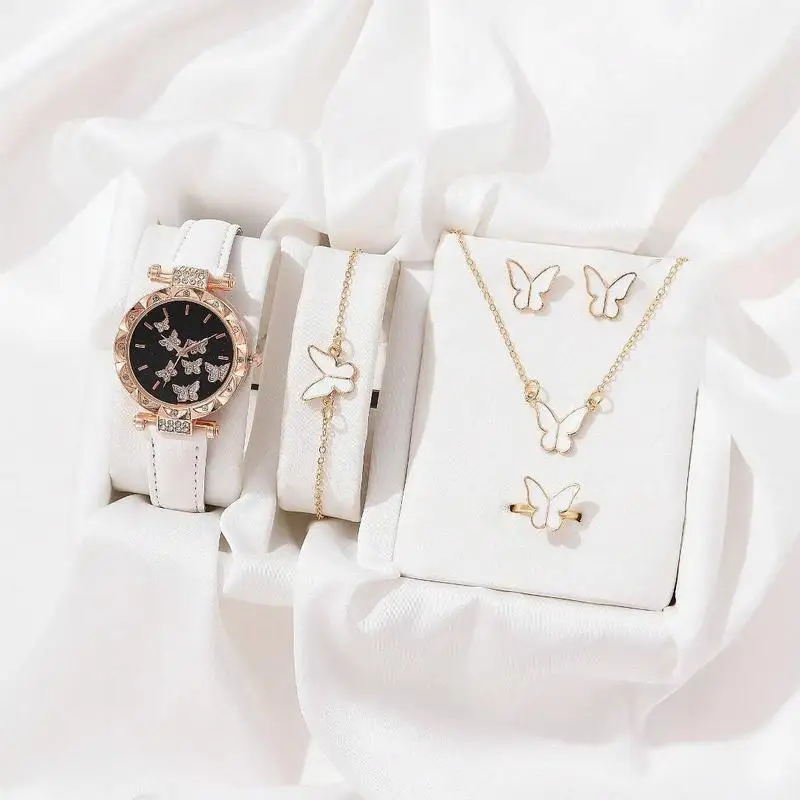Women Digital Quartz Watch Butterfly Dial Leather Strap Ladies Watches Fashion Simple Unique Girl Wristwatch
