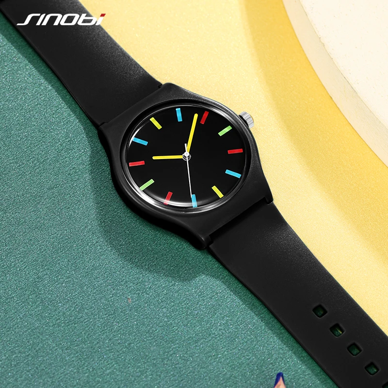 SINOBI Colorful Men\'s Watches Fashion Sports Quartz Wristwatches Rubber Strap Best Gifts Clock Top Luxury Relogio Masculino