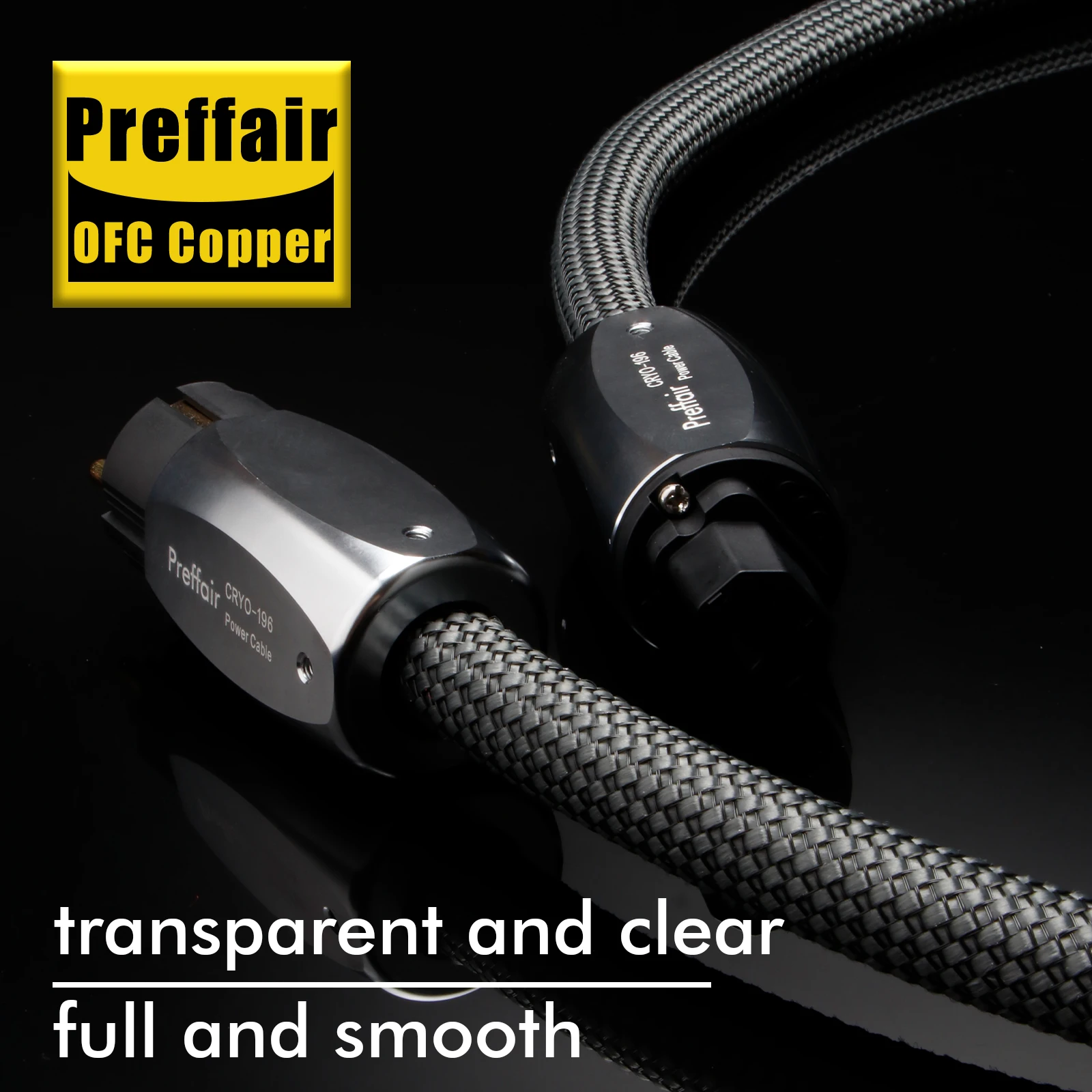 Preffair D503P106 AC EU/AU/UK/US Power Cable with OCC Copper /5U 24K Gold Plated C15 Plugs for AMP, DAC , Decorder, CD/DVD