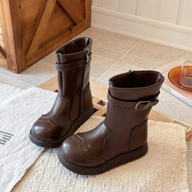 Girls long Boots Toddler Snow Gear Mid Calf Western Cowboy Boot 2026 Autumn Big Kid Riding Girls Botas Size 27-36 Kids Shoes