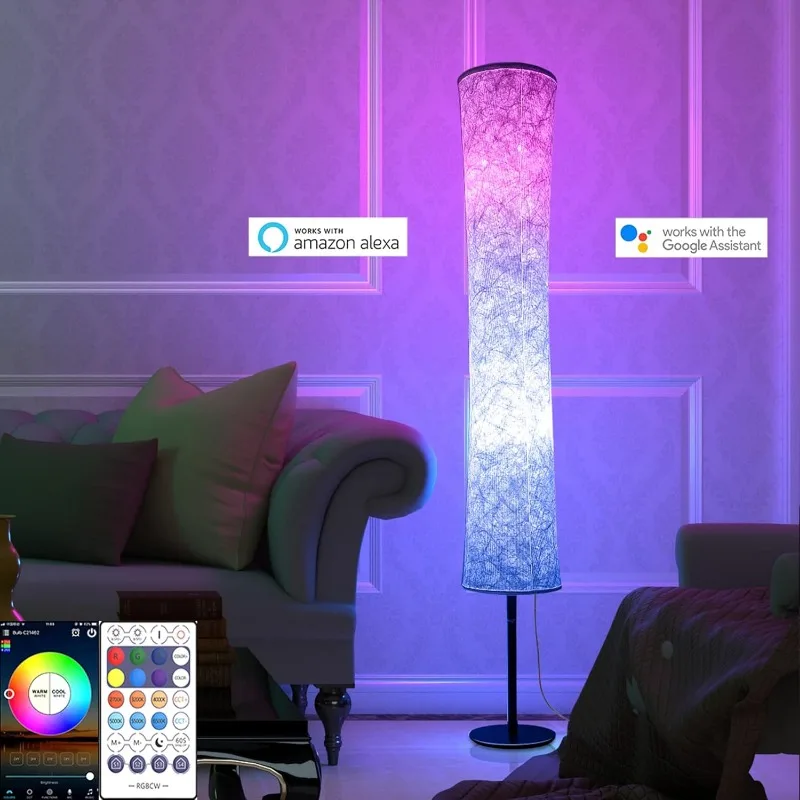 Floor Lamp,RGBCW 2700K-6500K,APP & Remote&Smart Voice Control, 2 X 60W Equivalent, No Hub Required,Compatible