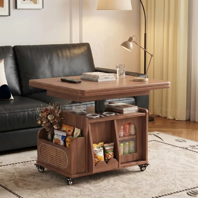 Mobile Side Table Cart, Folding Multifunction Storage Trolley for Living Room, Balcony Home Tea Desk