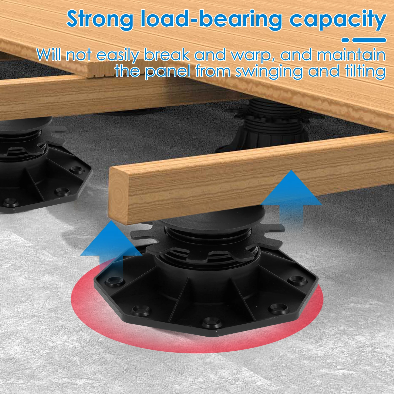 5Pcs Deck Support Base Height Adjustable Plastic Deck Lift Support Base Solid Floor Support Lift Bearing Set for Wood WPC Metal
