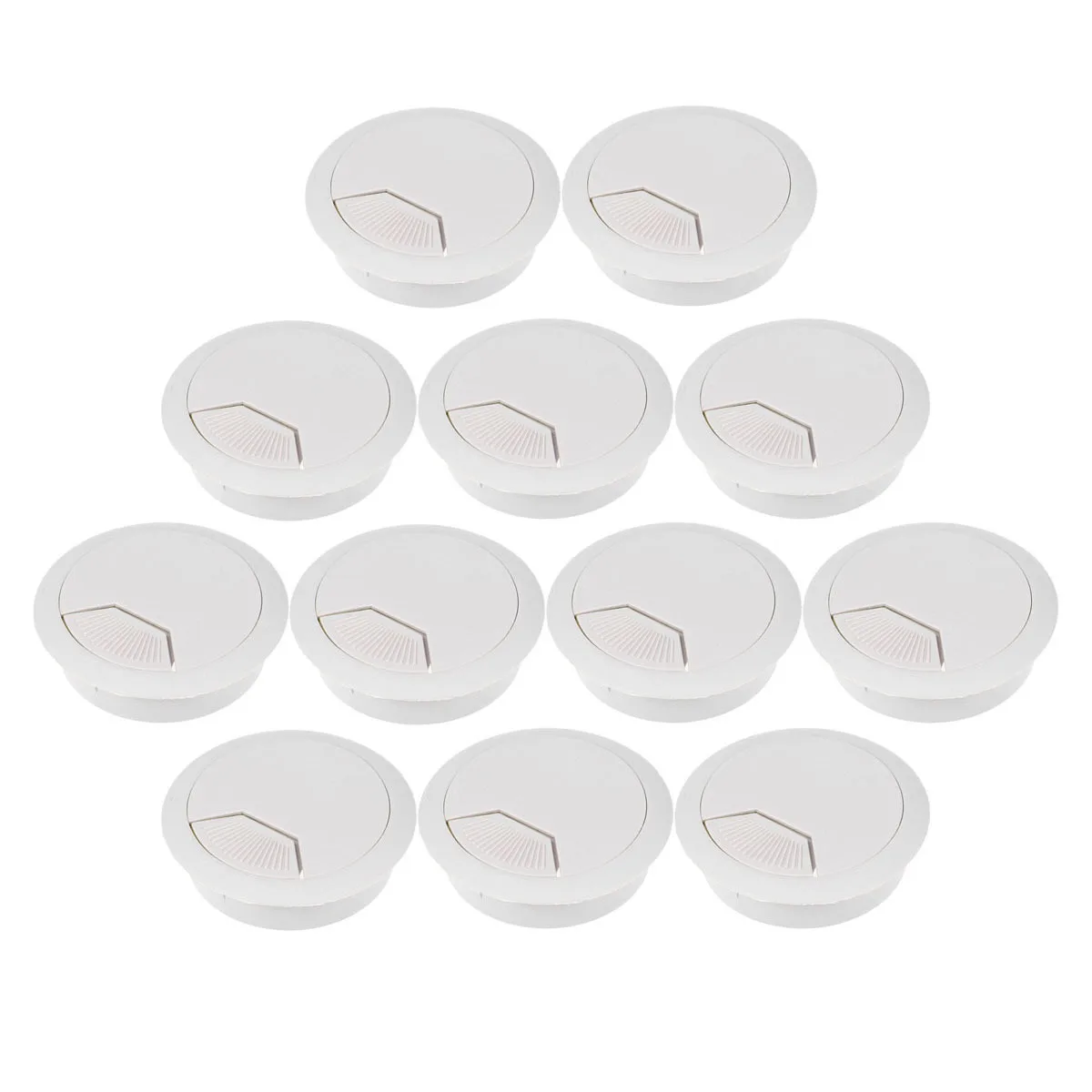 12pcs Office Desk Grommet 50Mm Round Cable Cover For Computer Table Cord Management Home Hotel Bank Use Grey White