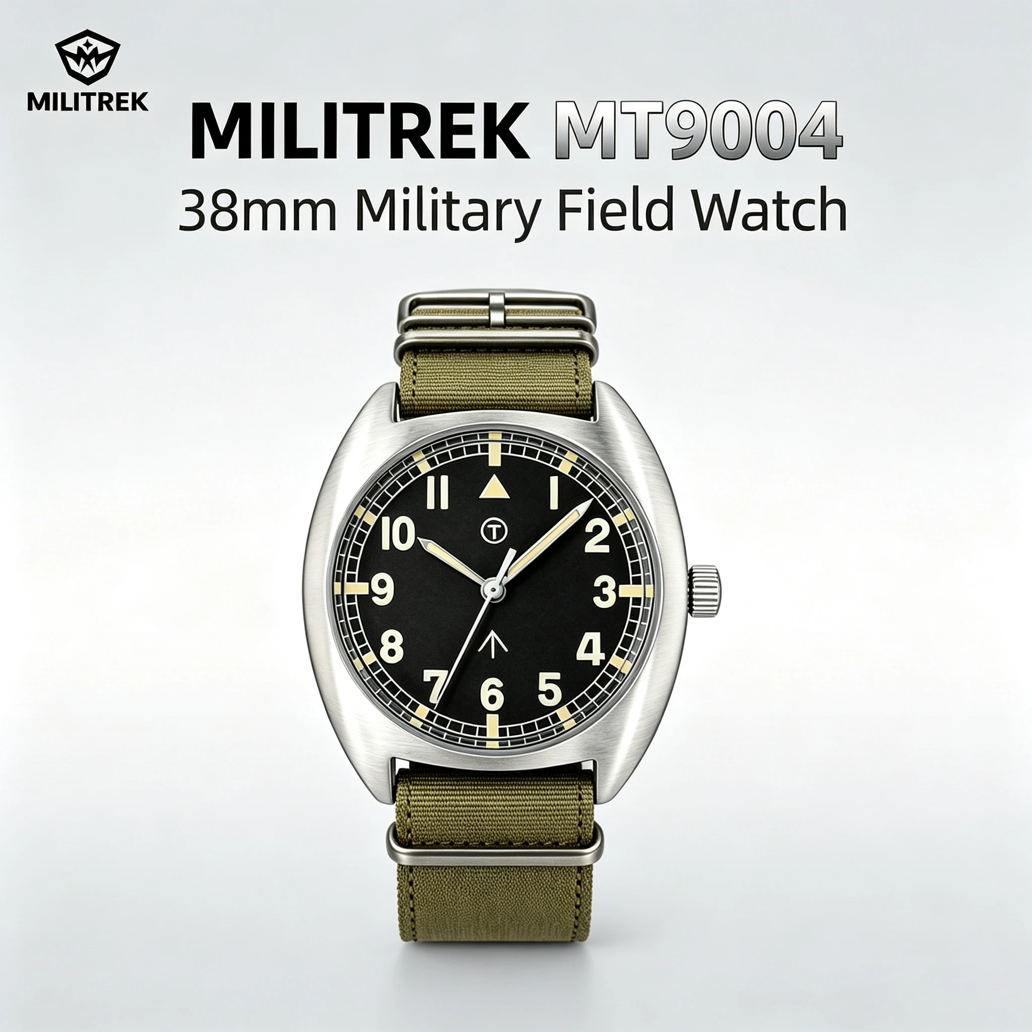 Image of MILITREK Neue Retro-Feld-Militäruhr für Herren, 38 mm, Quarz-Armbanduhr, 100 m wasserdicht, leuchtendes Saphir-Nylonarmband, Geschenk für Ihn
