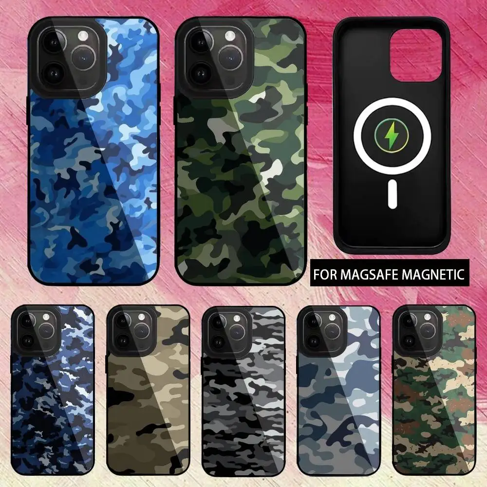 

Fashion Camouflage Phone Case For iPhone17,16,15,14,13,12,11 Plus,Pro Max Magnetic Magsafe Wireless Charging