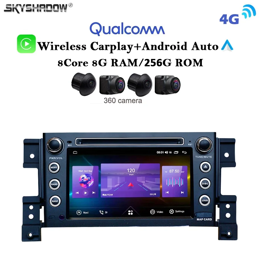 12G+256G Carplay Auto Android 13.0 IPS 4G LTE Car DVD Player GPS map WIFI Bluetooth RDS Radio For Suzuki Grand Vitara 2005-2016