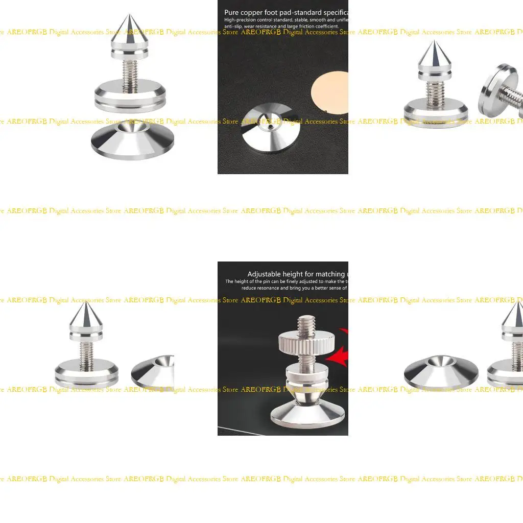 

E21E 1Set Silver Speaker Spikes Metal Feet Shock Absorb Speaker Pads Enhances Sound