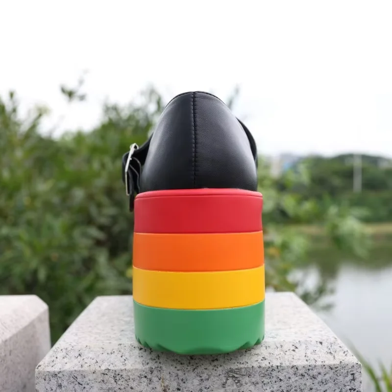 الحلو مختلط اللون قوس قزح النساء مضخات موضة صندل بكعب مكتنز منصة حزام مشبك حذا فردي للسيدات كل مباراة عادية ماري جينس أنثى #5