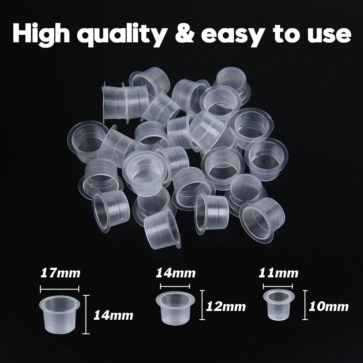 NARKASY Plastic Tattoo Ink Cups Caps, 8/11/15mm Multi Sizes Pigment Microblading Holders Containers, 100/500/1000 Count Tatto