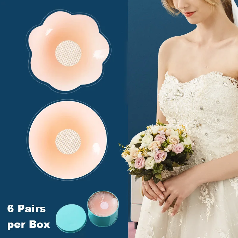 

6 pairs Silicone Nipple Covers Reusable Waterproof Pasties Adhesive Breast Petals Round/Flower Shape Women Underwear Accessories