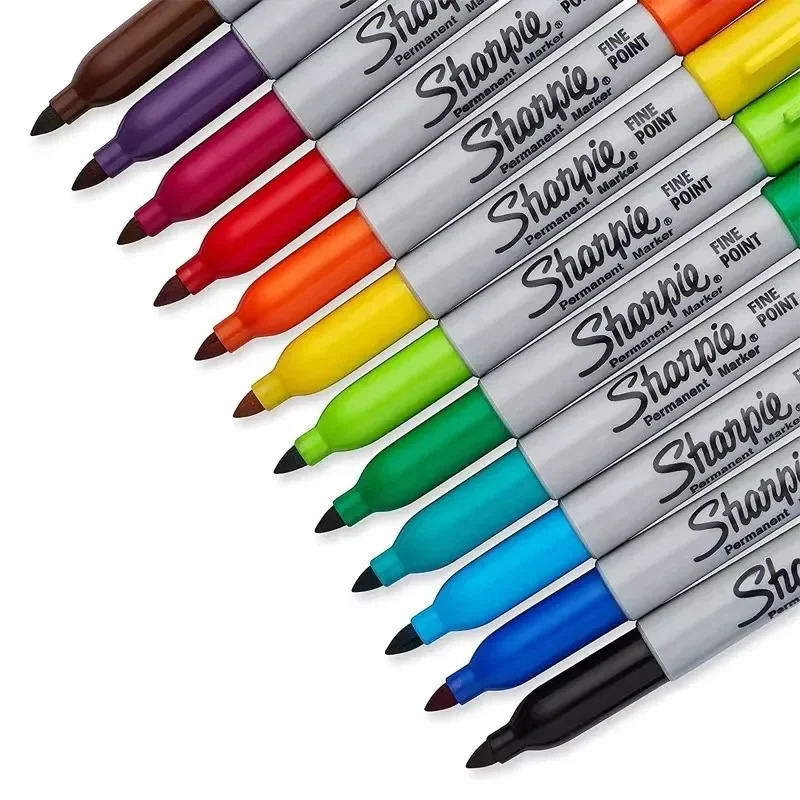 12/24colors Sharpie Permanent Marker Pens Industrial Dust-Free Oil Based Marker 1.0mm Laboratory Pen Art Supplies Stationary