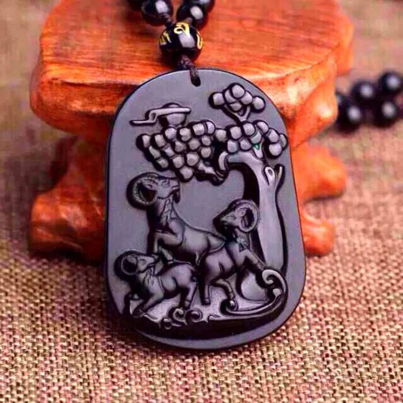 

Natural Obsidian Sanyang Kaitai Pendant, Men's and Women's Fashion Pendant