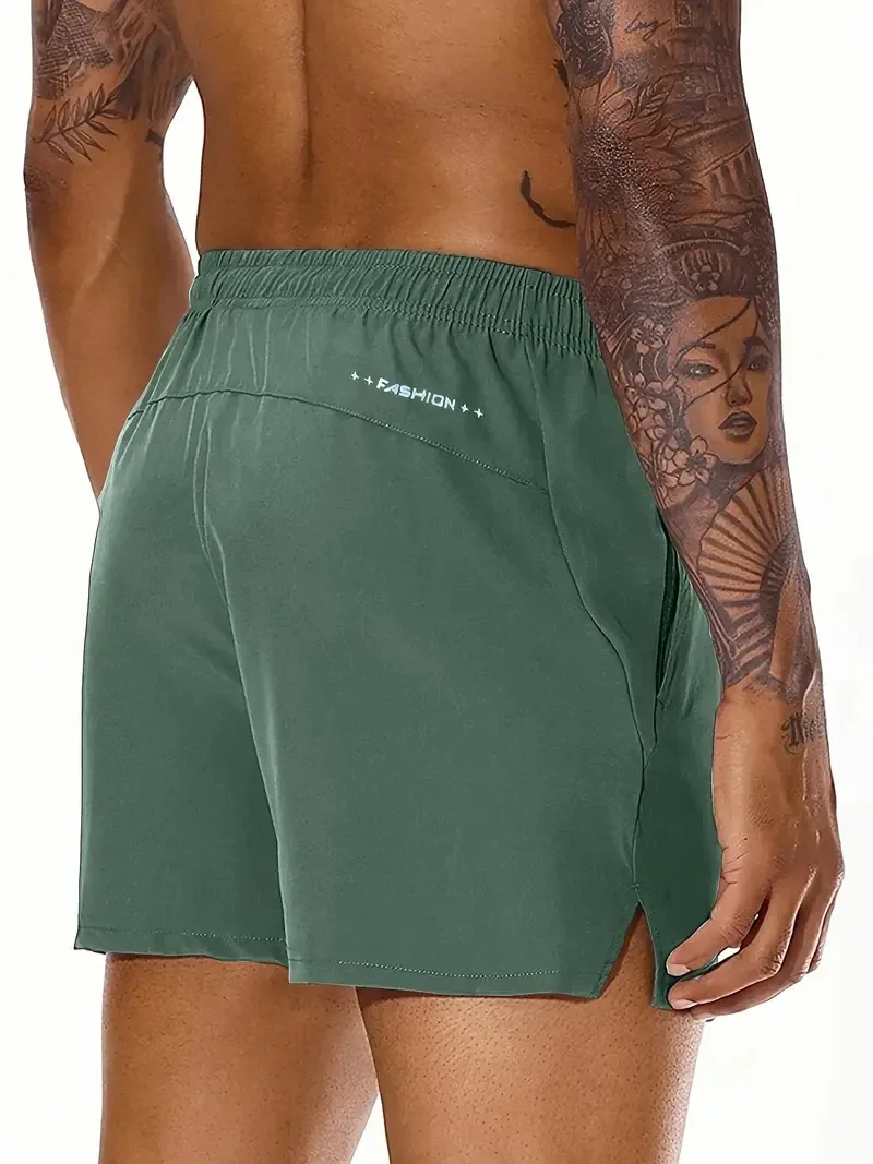 

Men 2025 New Summer Beach New Models Solid Color Fashion Leisure Comfortable Elastic Waist Double Pockets Cool Sports Shorts