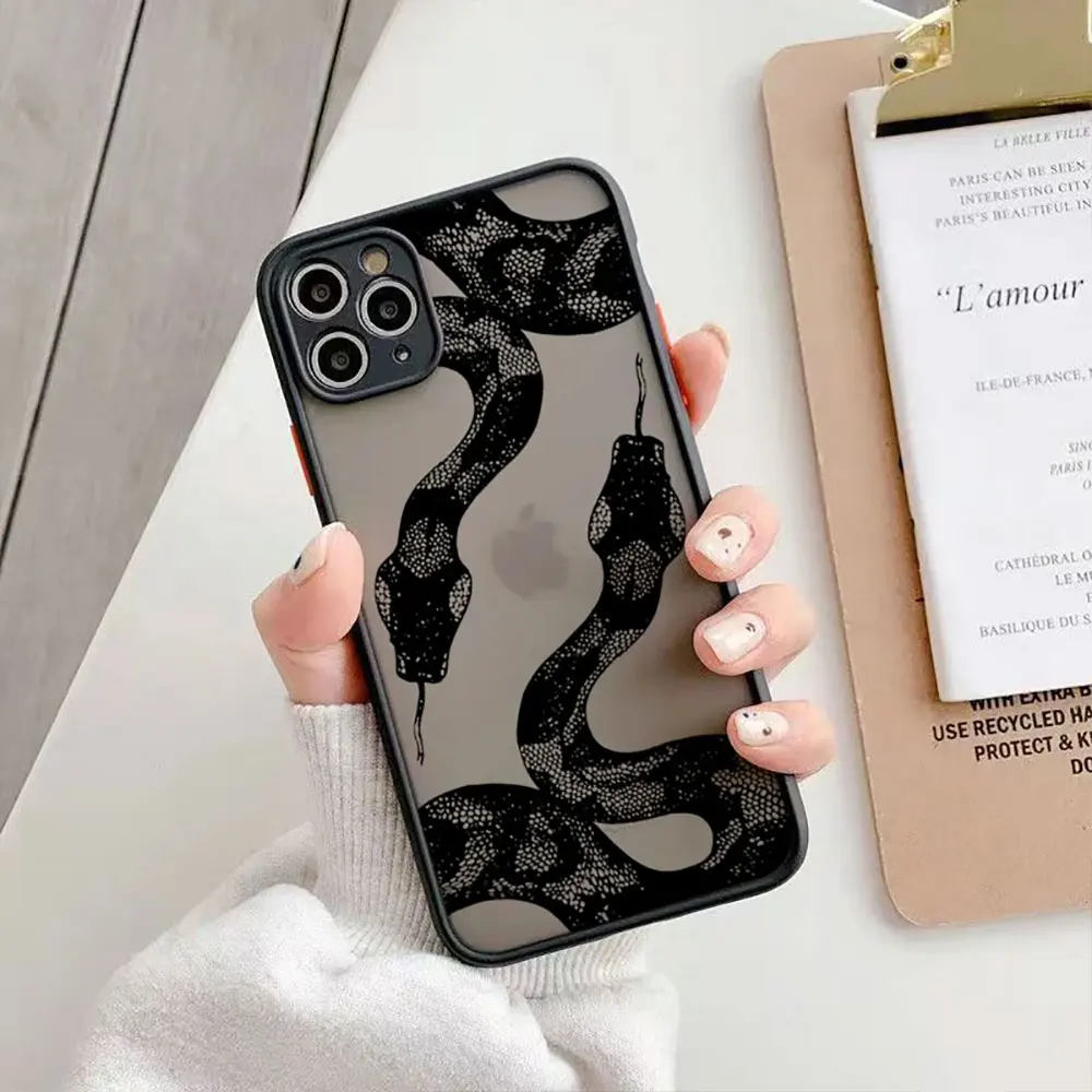 Fashion Snake Graphic Hard Matte Phone Case for IPhone 11 12 13 14 15 Pro Max Mini 7 8 Plus XR X XS SE20 Fundas Shockproof Cover