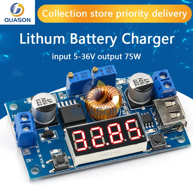 DC-DC 5A Digital LED Drive Lithum Battery Charger Module CC/CV USB Step Down Buck Converter With Voltmeter Ammeter