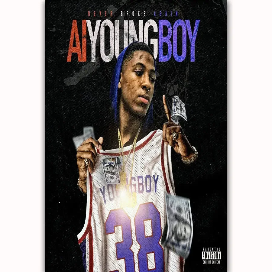 Hot New AI Youngboy Music Cover Money-Silk Art Poster Wall Sicker Decoration Gift