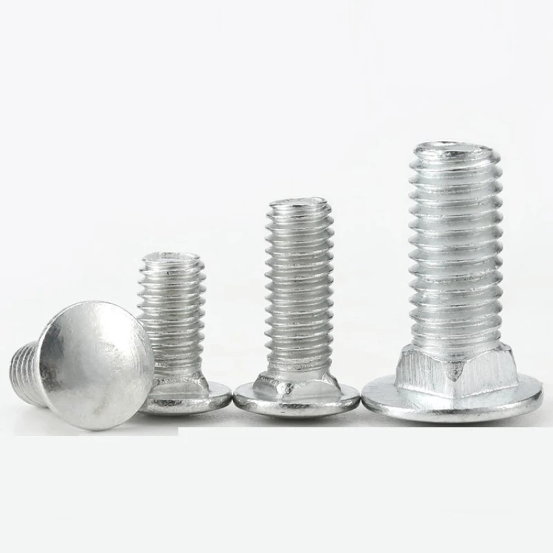 25/50 قطعة M6 M8 الزنك مطلي الكربون الصلب الجمالون رئيس مستدير ساحة الرقبة النقل الترباس مدرب المسمار ل الرف مكتب الأثاث #4