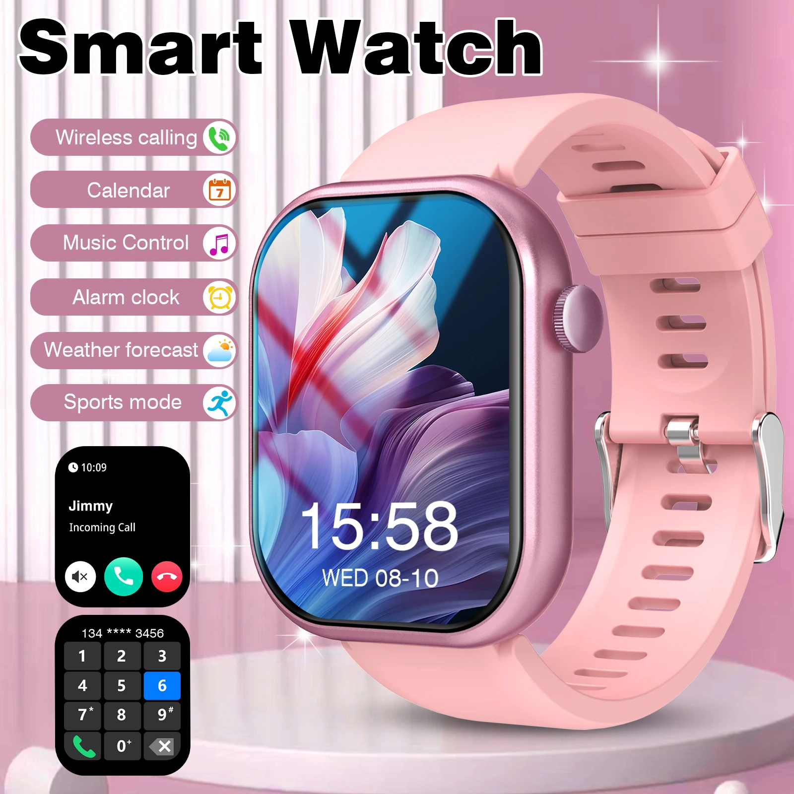 2.01" HD Display Smart Watch-Wireless Calls,Custom Wallpapers,Android/iOS Compatible.Fitness,Alerts,Music Control.StylishforAll