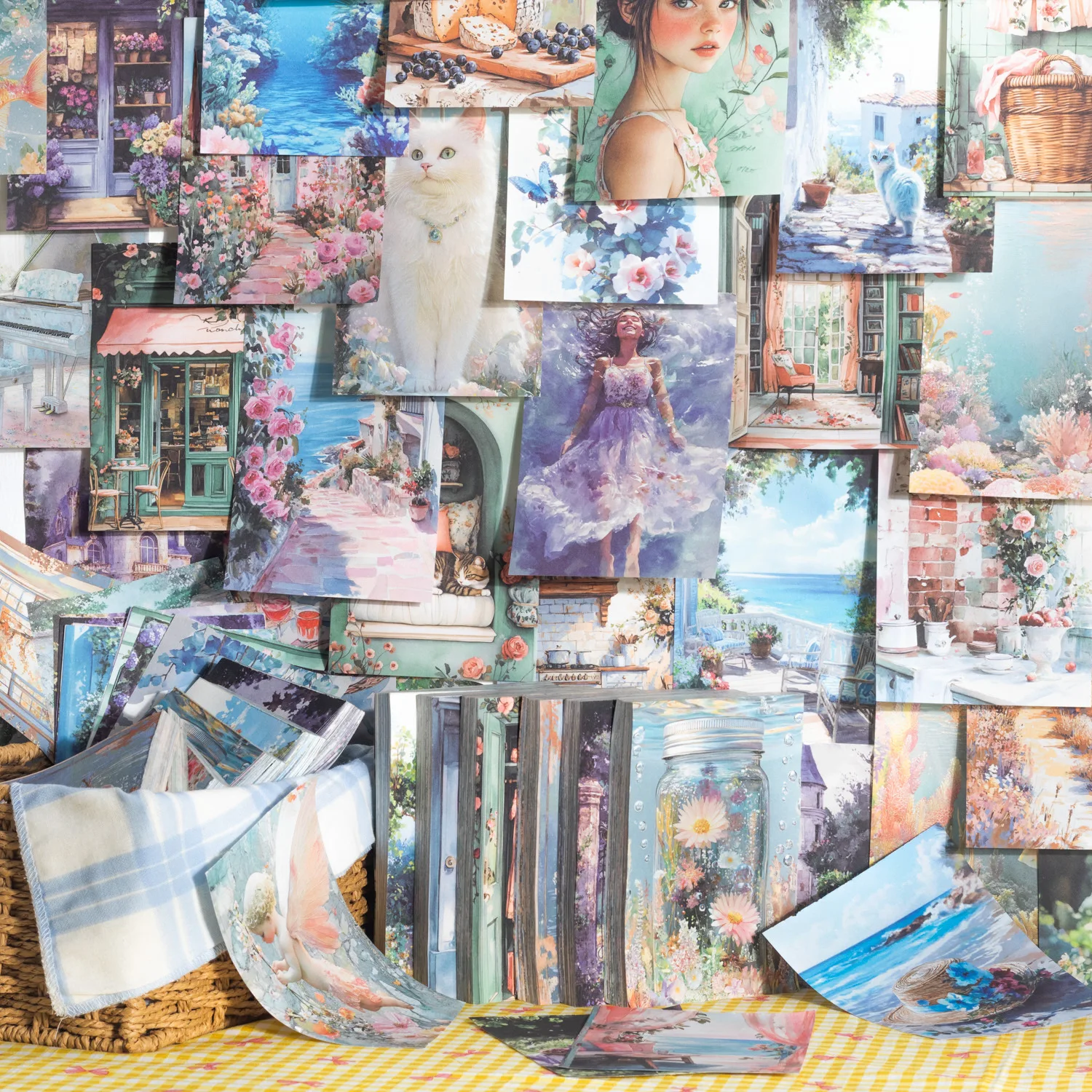 100 Sheets Vintage Floral Material paper Scrapbooking supplies DIY Photo Album Collage Journalling Creative Aesthetic Stationery